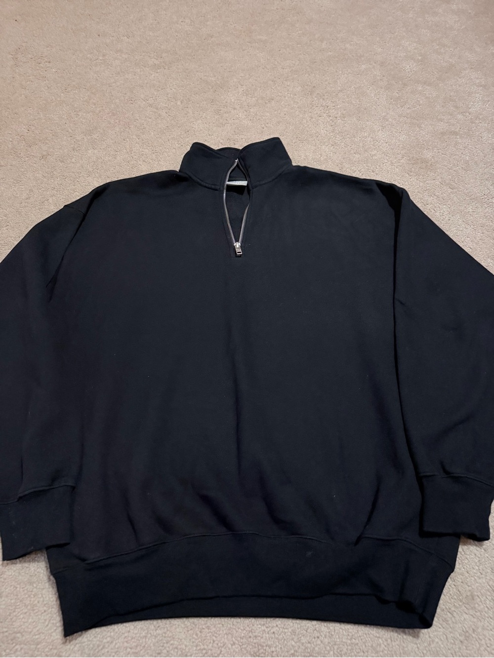 TNA Black Women's V-Neck Quarter-Zip Sweater
